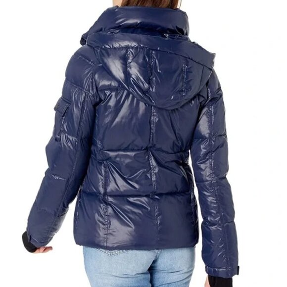 New S13 Kylie Gloss Duck Down Puffer Navy Jacket Coat NWT Size Large - Picture 4 of 11